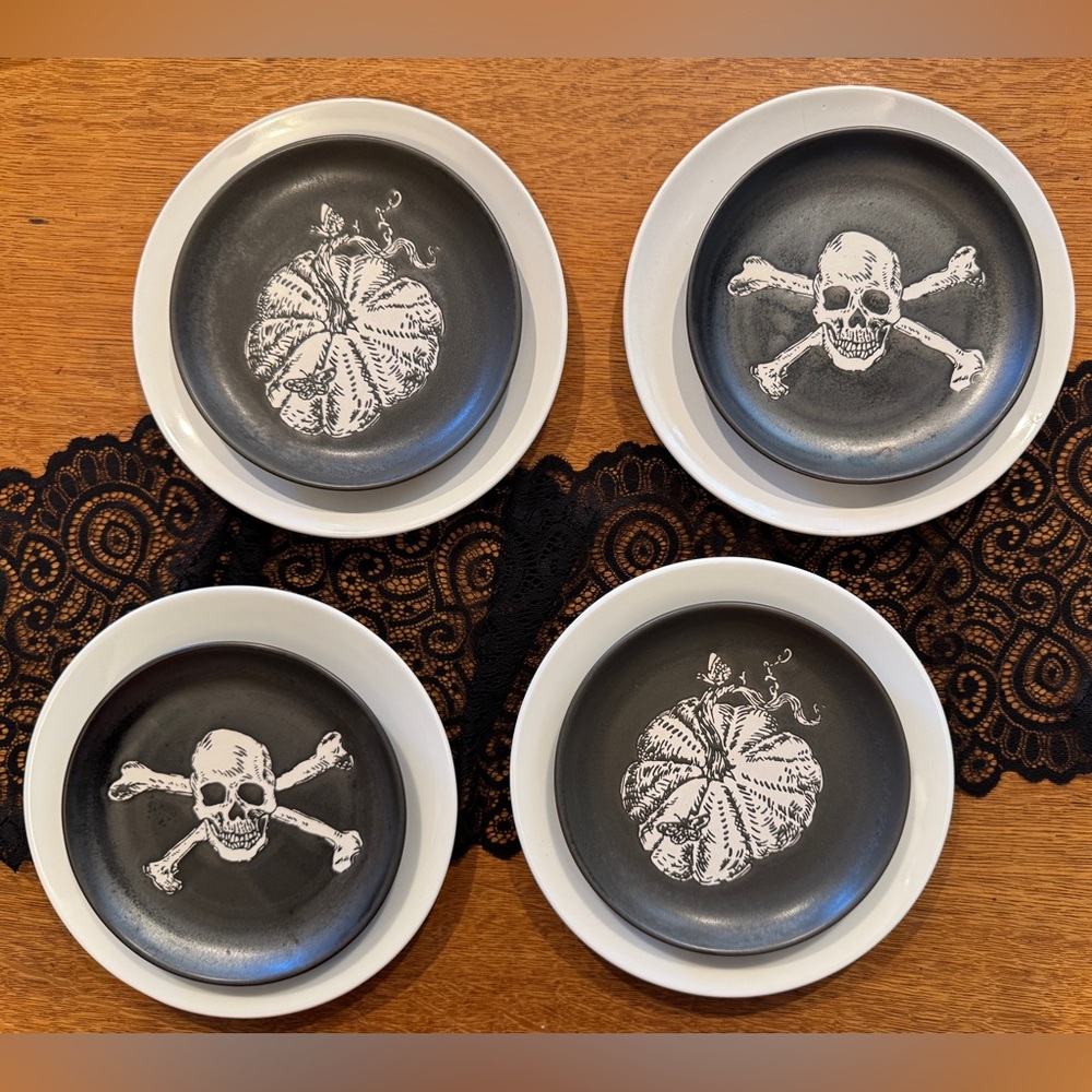 Threshold Halloween Stoneware Appetizer Plates, Set of Four